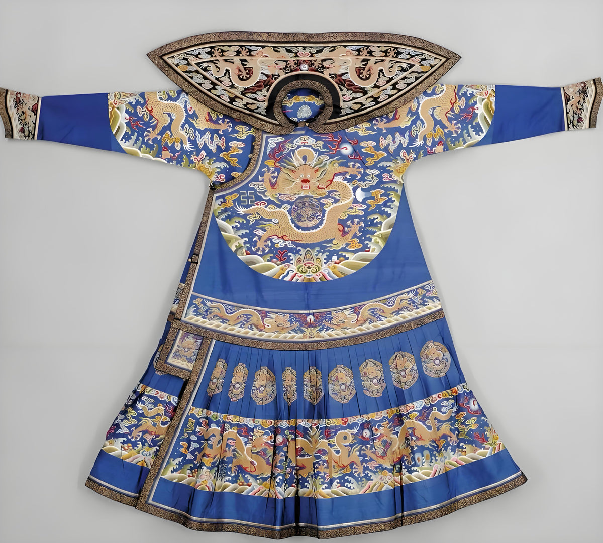 Blue Chinese Dragon-Inspired Women's Robe